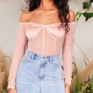 Pretty little thing pink Bardot bodysuit